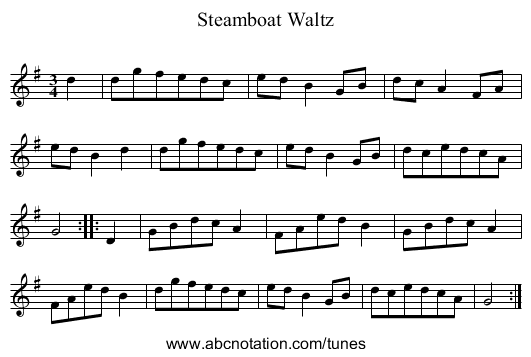Steamboat Waltz - staff notation