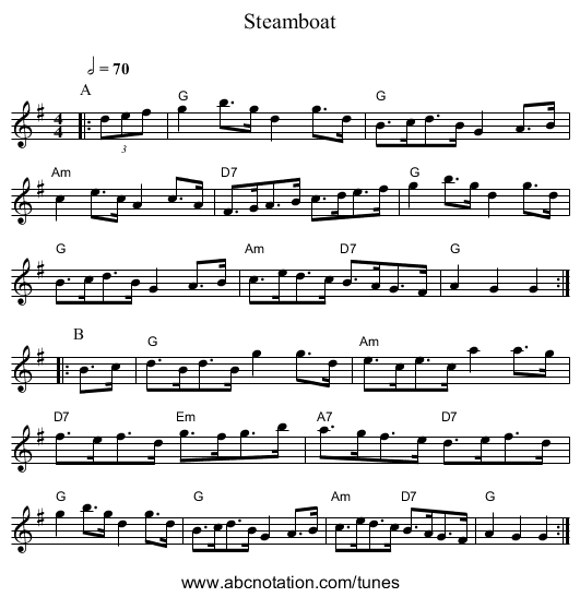 Steamboat - staff notation
