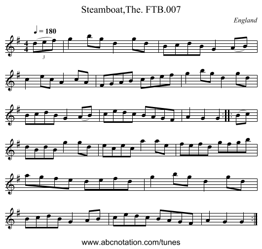 Steamboat,The. FTB.007 - staff notation