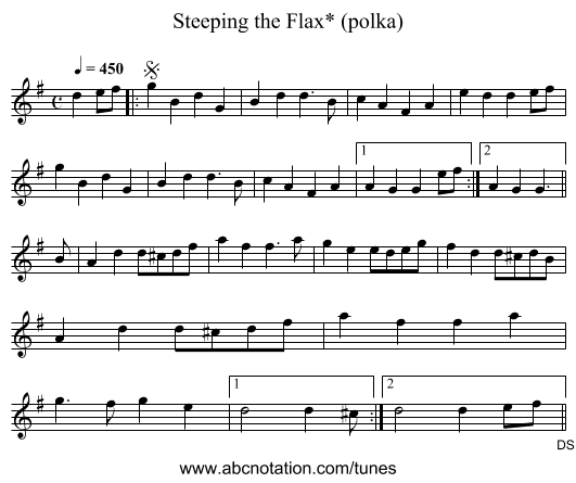 Steeping the Flax* (polka) - staff notation