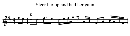 Steer her up and had her gaun - staff notation