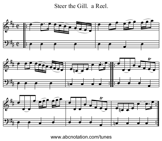 Steer the Gill.  a Reel. - staff notation