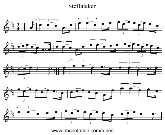 Steffaleken - staff notation