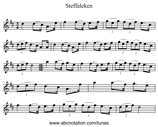 Steffaleken - staff notation