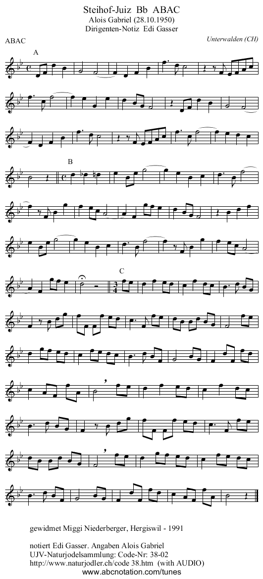Steihof-Juiz  Bb  ABAC - staff notation