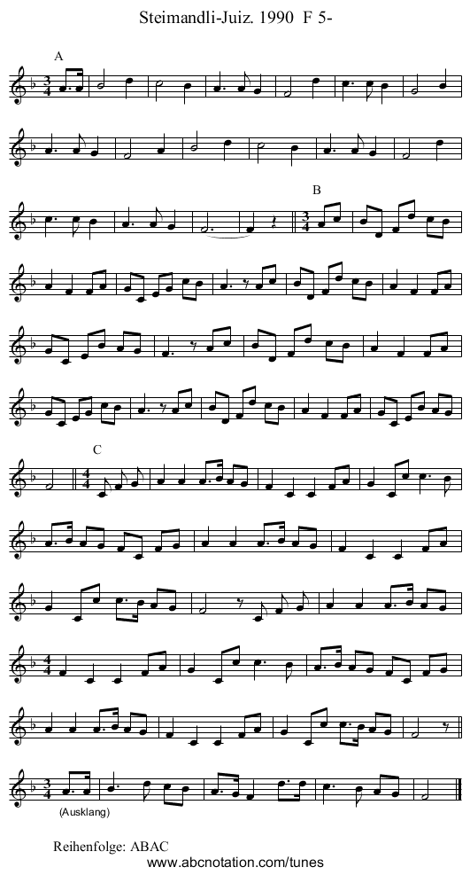 Steimandli-Juiz. 1990  F 5- - staff notation