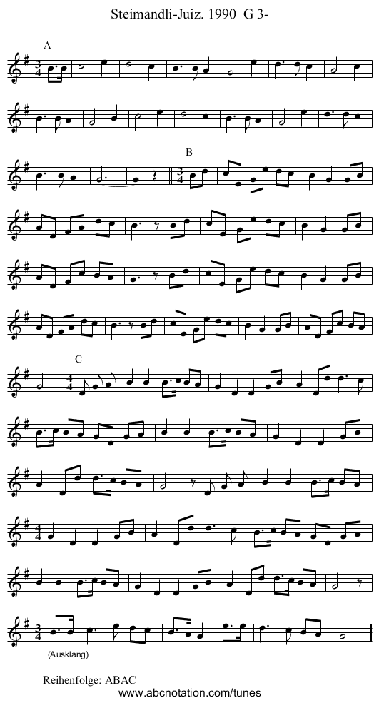 Steimandli-Juiz. 1990 G 3- - staff notation
