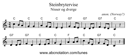 Steinbrytervise - staff notation