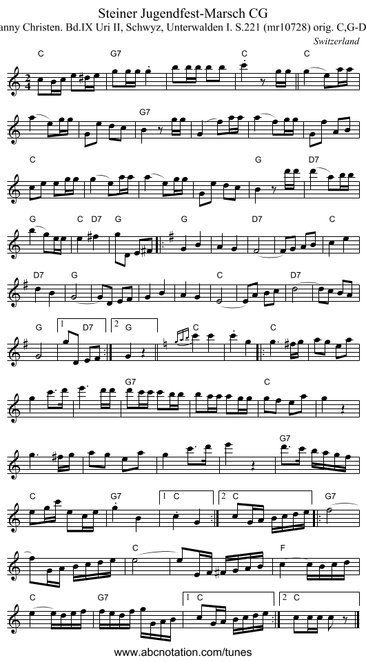 Steiner Jugendfest-Marsch CG - staff notation