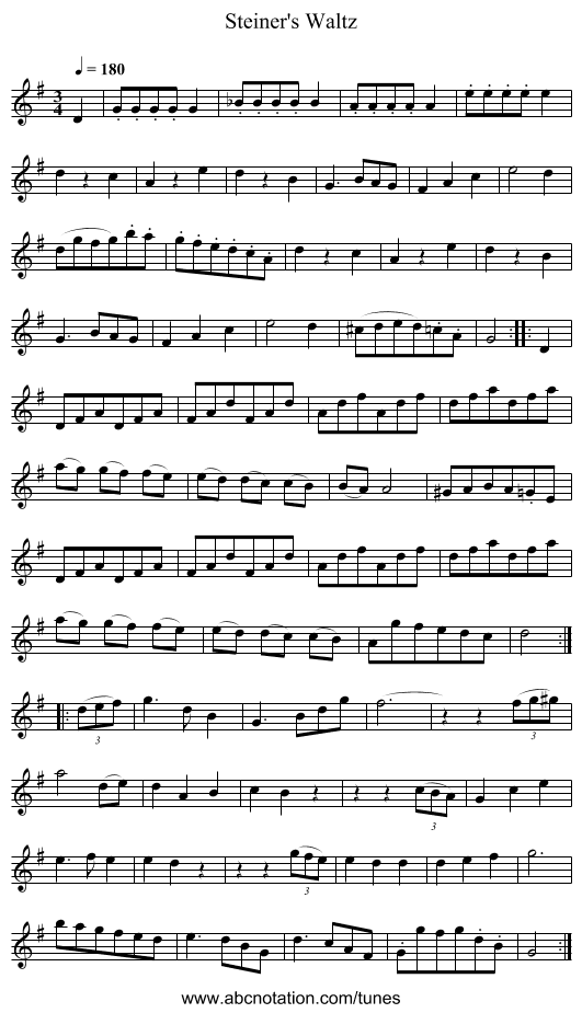 Steiner's Waltz - staff notation