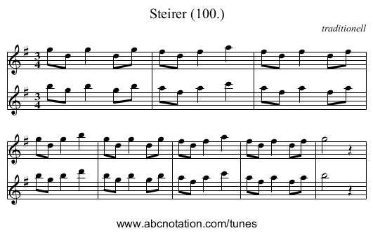Steirer (100.) - staff notation