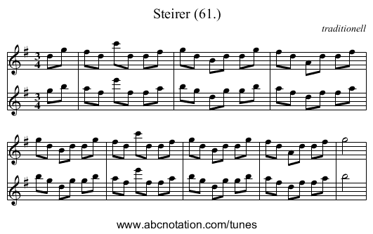 Steirer (61.) - staff notation