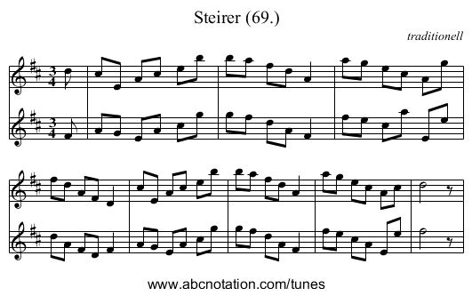 Steirer (69.) - staff notation