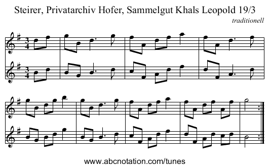 Steirer, Privatarchiv Hofer, Sammelgut Khals Leopold 19/3 - staff notation