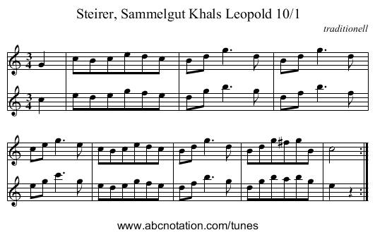 Steirer, Sammelgut Khals Leopold 10/1 - staff notation