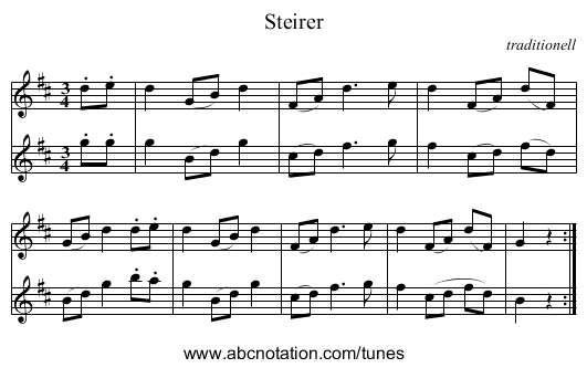 Steirer - staff notation