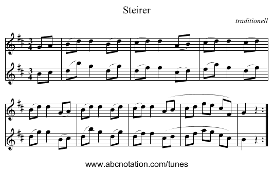 Steirer - staff notation