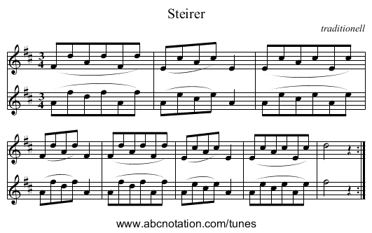 Steirer - staff notation