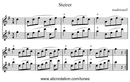 Steirer - staff notation
