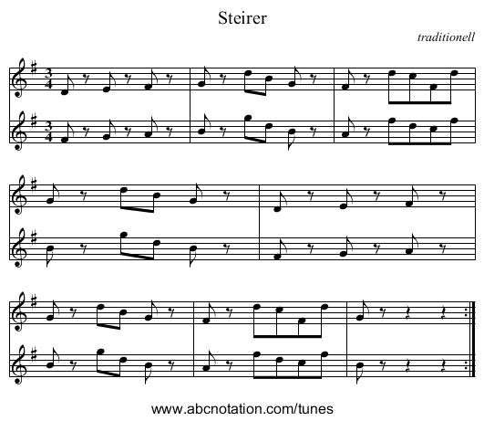 Steirer - staff notation