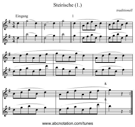 Steirische (1.) - staff notation