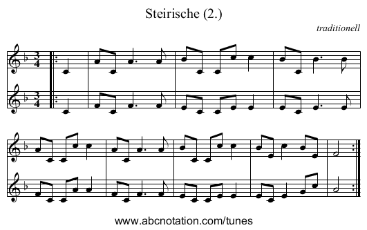 Steirische (2.) - staff notation