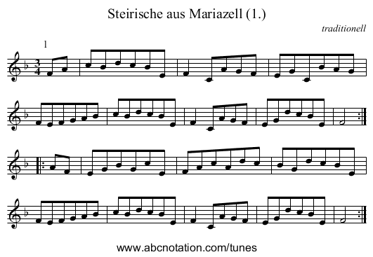Steirische aus Mariazell (1.) - staff notation