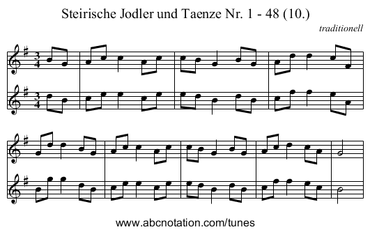 Steirische Jodler und Taenze Nr. 1 - 48 (10.) - staff notation