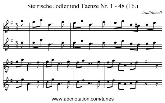 Steirische Jodler und Taenze Nr. 1 - 48 (16.) - staff notation