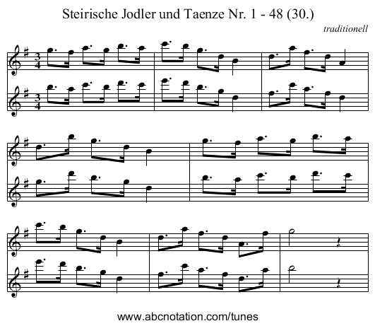 Steirische Jodler und Taenze Nr. 1 - 48 (30.) - staff notation