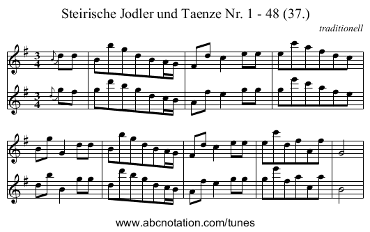 Steirische Jodler und Taenze Nr. 1 - 48 (37.) - staff notation