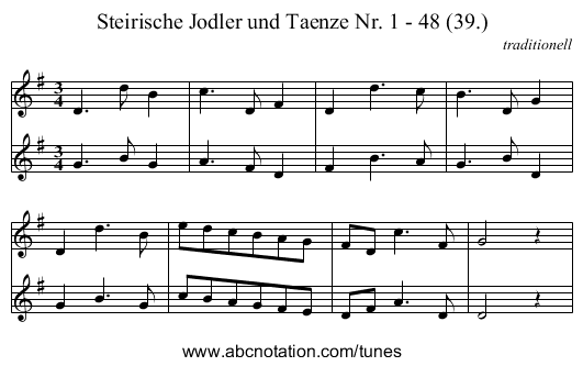 Steirische Jodler und Taenze Nr. 1 - 48 (39.) - staff notation