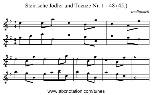 Steirische Jodler und Taenze Nr. 1 - 48 (45.) - staff notation