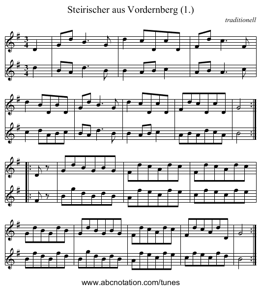 Steirischer aus Vordernberg (1.) - staff notation