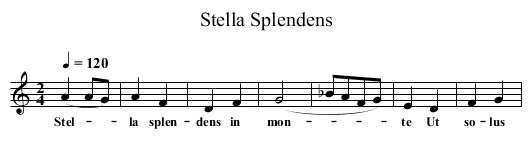 Stella Splendens - staff notation