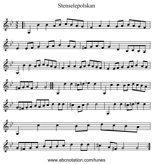 Stenselepolskan - staff notation