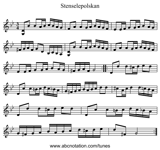Stenselepolskan - staff notation