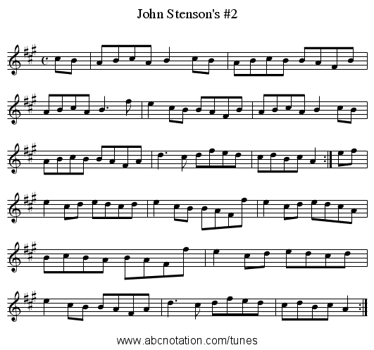 Stenson's #2, John - staff notation