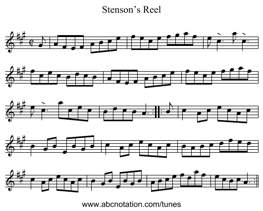 Stenson’s Reel - staff notation