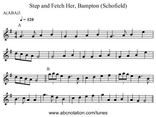 Step and Fetch Her, Bampton (Schofield) - staff notation