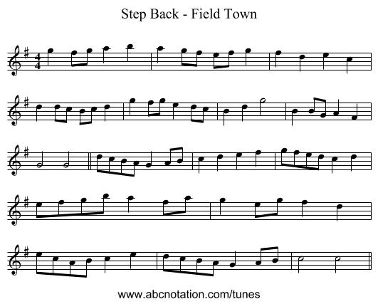 Step Back - Field Town - staff notation