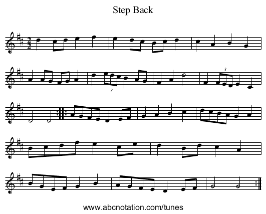 Step Back - staff notation
