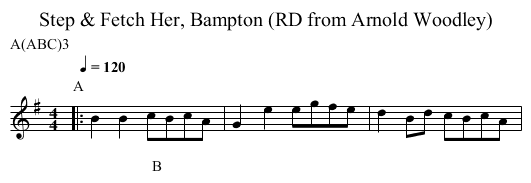 Step & Fetch Her, Bampton (RD from Arnold Woodley) - staff notation