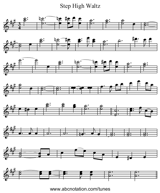 Step High Waltz - staff notation