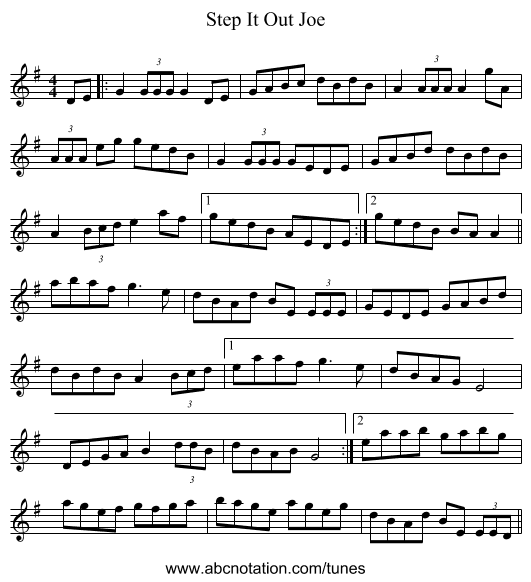 Step It Out Joe - staff notation