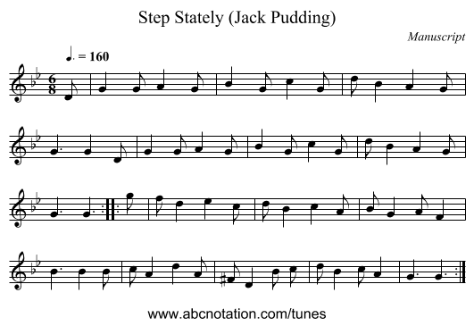 Step Stately (Jack Pudding) - staff notation