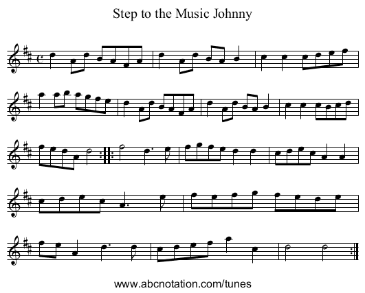 Step to the Music Johnny - staff notation