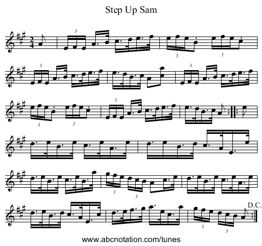 Step Up Sam - staff notation