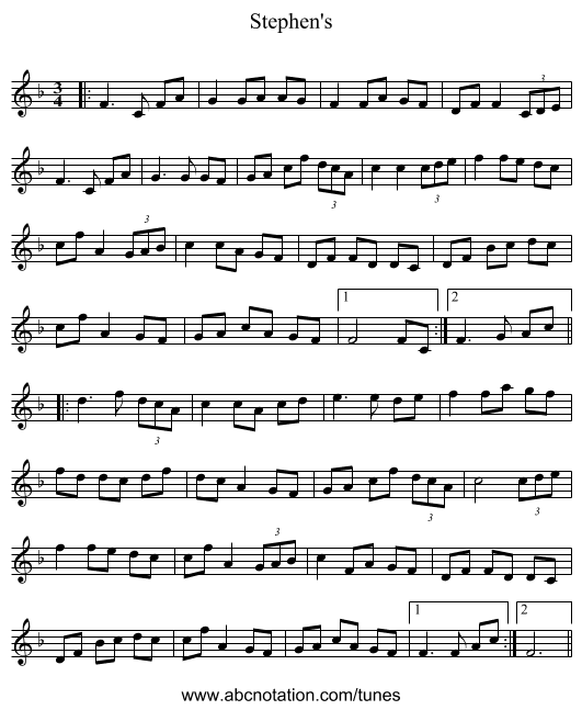 Stephen's - staff notation