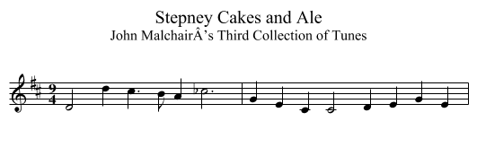 Stepney Cakes and Ale - staff notation